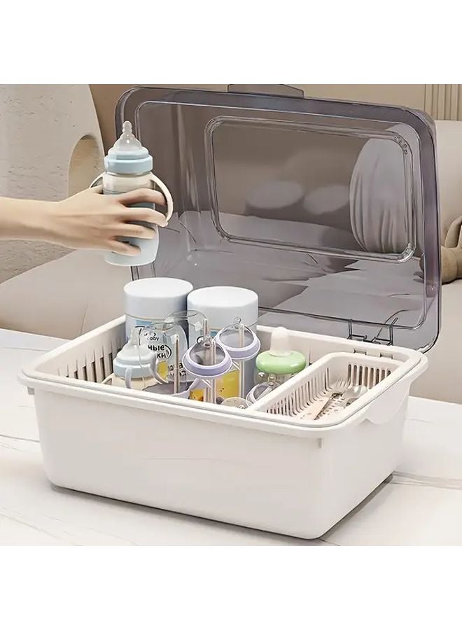 Large Capacity Transparent Tawny Bottle Storage Box With Drainage And Dust Proof Dry Rack - Image 4